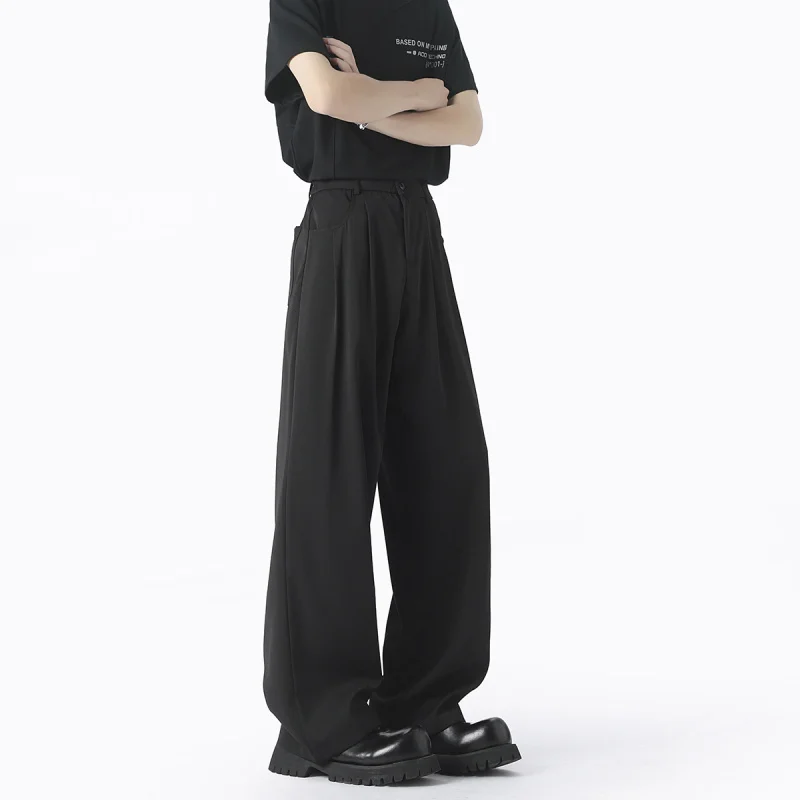 【Mirrordust】2025 Летний наряд в американском стиле Margiela, прямой повседневный драпированный полуэластичный эластичный эластичный костюм из ледяного шелка, сковорода