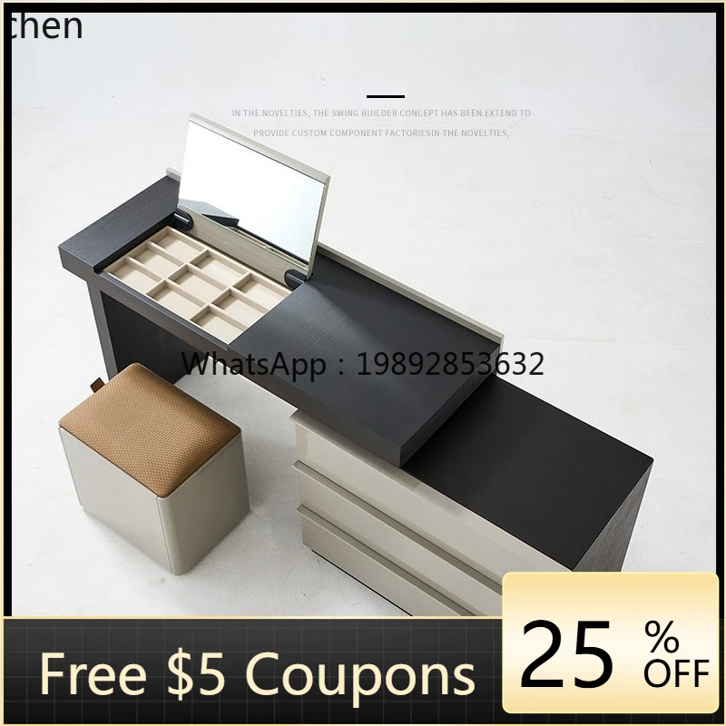 

BB минималистичный дымчатый раскладной комод, современный минималистичный выдвижной комод для спальни, встроенный туалетный столик