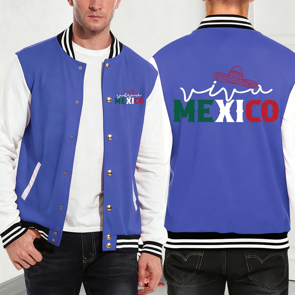 

Mexico Creative Letter Printing Cotton Baseball Jersey Mens Winter Thermal Coats Casual Pocket Jackets Street Male Streetwear