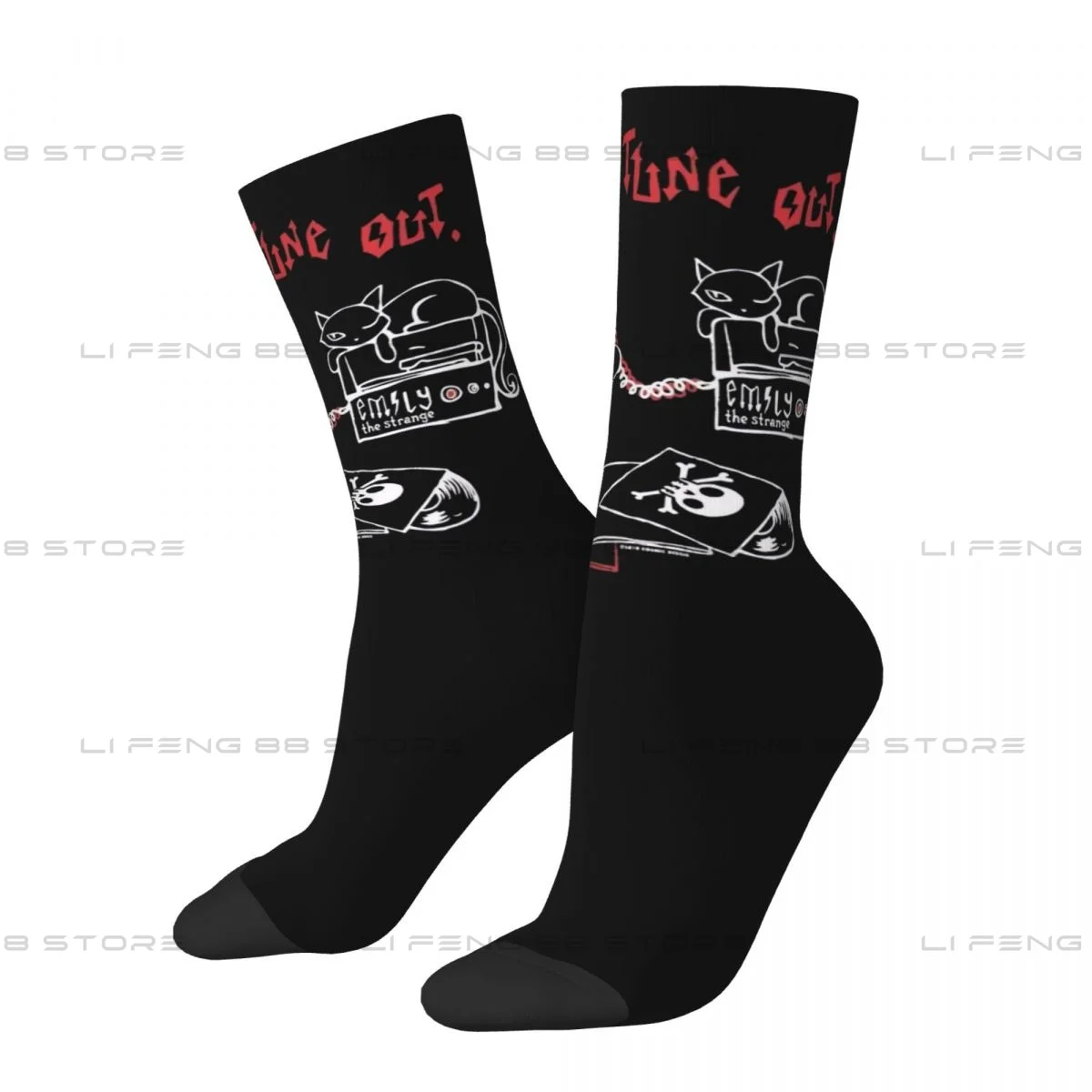 Emily The Strange Tune Out Men Women Socks Cycling Novelty Spring Summer Autumn Winter Stockings Gift