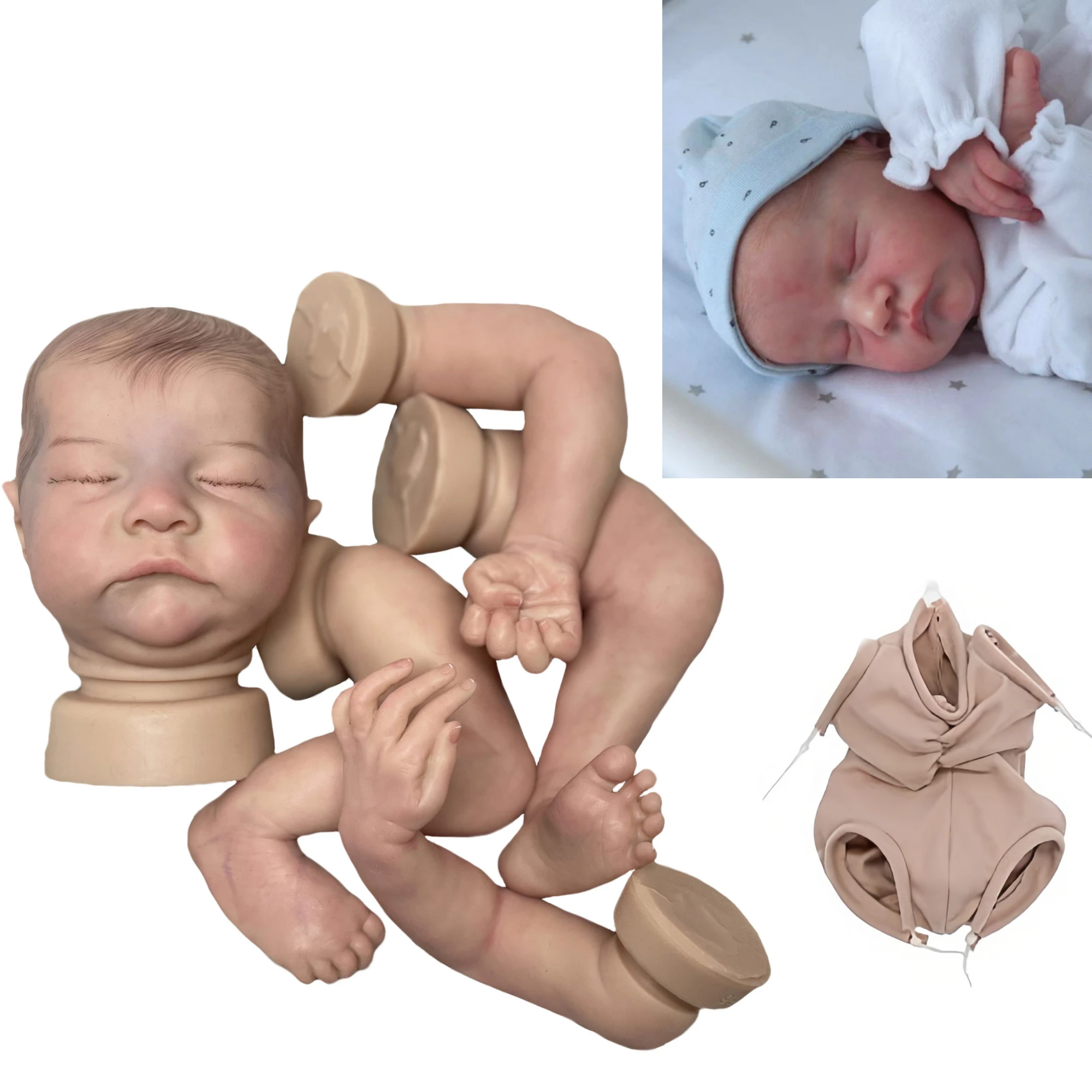 

18 Inch Solid Soft Silicone Levi Bebe Painted Reborn Kits Handmade Lifelike Full Silicone Bebe Newborn Unassembled Reborn Doll