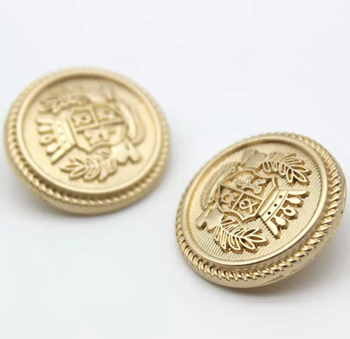 Metal Buttons Crown Pattern Golden British College Style Designers Handmade Luxury Garment Sewing Accessories DIY Buttons 6pcs