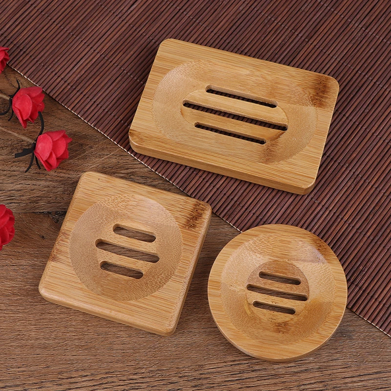 Soap Box Natural Bamboo Dishes Bath Soap Holder Bamboo Case Tray Wooden Prevent Mildew Drain Box Bathroom Washroom Tools