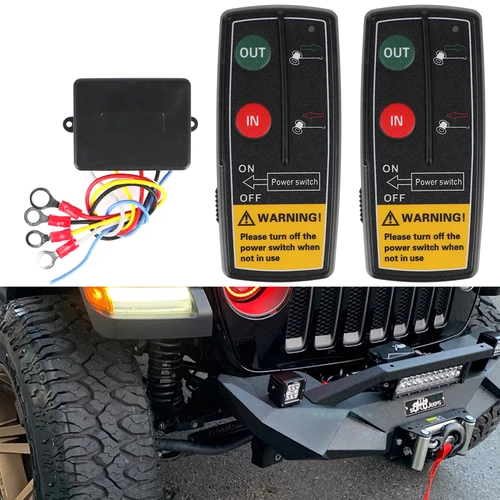Imagen 2 del producto Sistema de Control remoto de cabrestante, controlador de interruptor de auricular inalámbrico para remolque de recuperación para Jeep todoterreno ATV, 12V, 24V