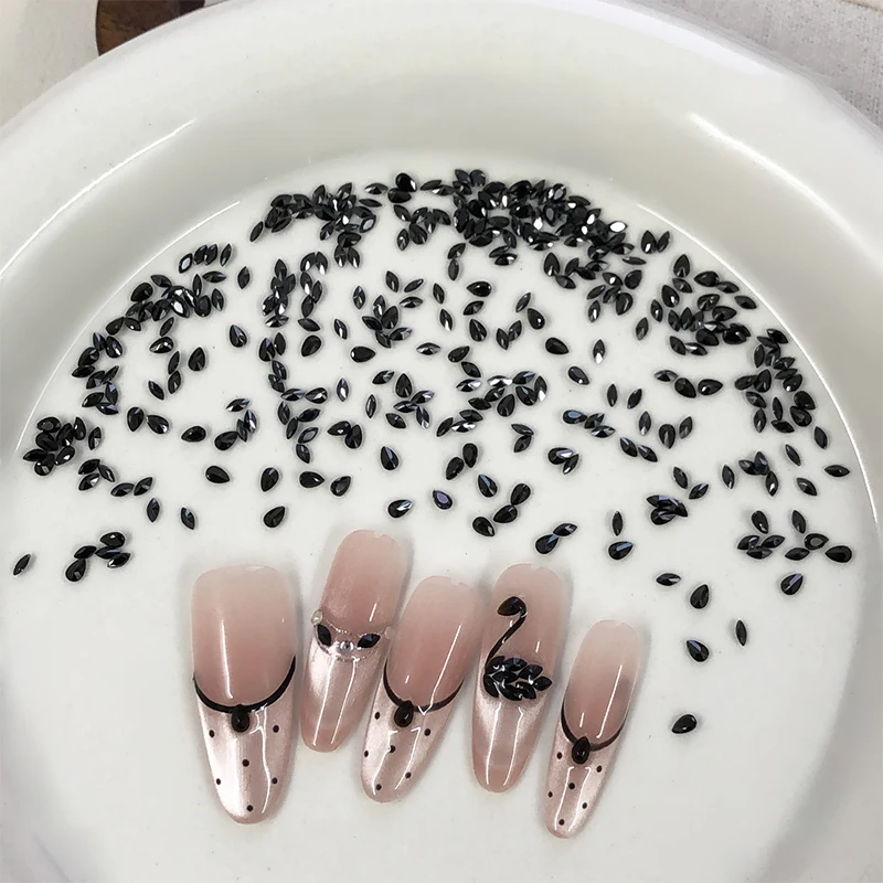 *SN 50pcs Teardrop Shape Mini Flat Bottom Diamond Nail Art Accessories Super Flash Mixed Crystal Rhinestone Nail Art Accessories