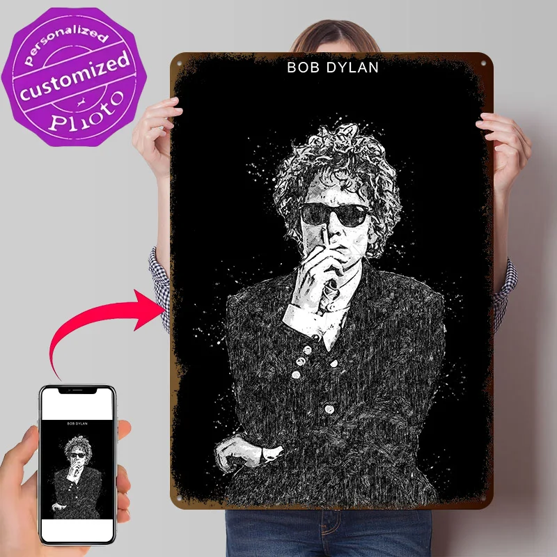 Young Bob Dylan Metal Poster Perfect Gift for Fans Lovers Personalized Wall Art Metal Sign for Bar Accessories Vintage Decor