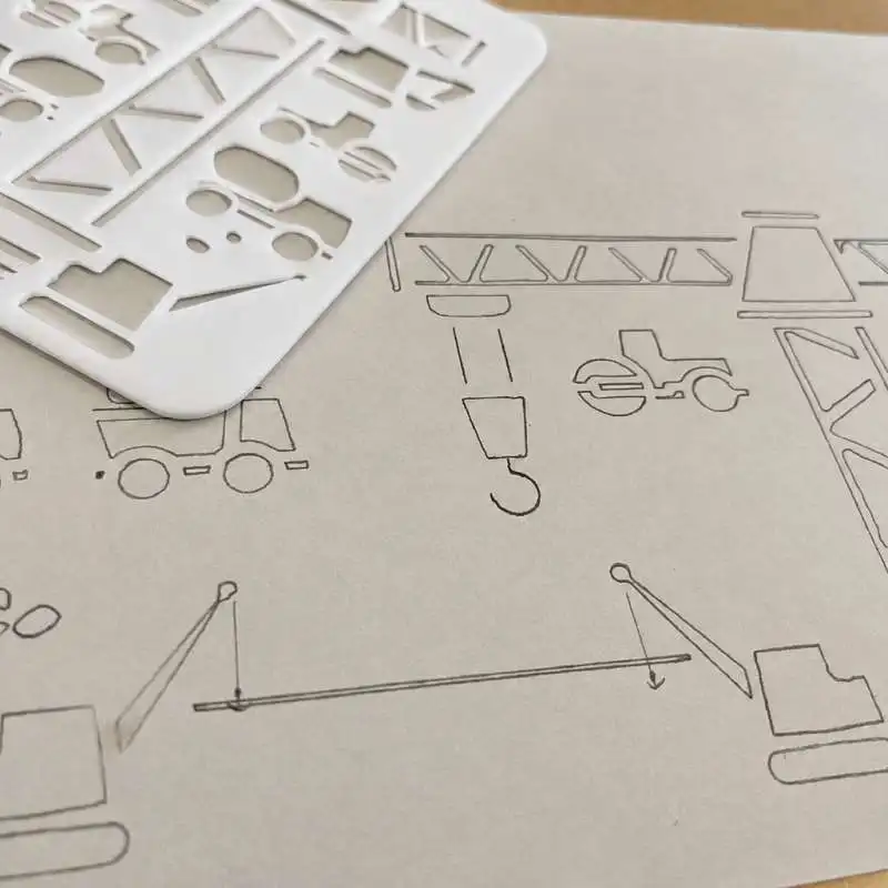 Building Construction Draft Stencil Drawing Template