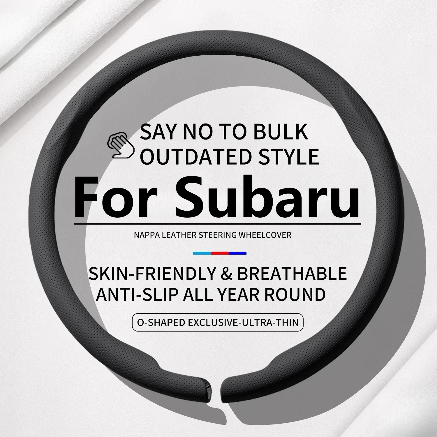 Ultra Thin Nappa Leather Car Steering Cover Universal 37-38cm For Subaru Crosstrek Forester Outback Impreza Ascent Auto Decor