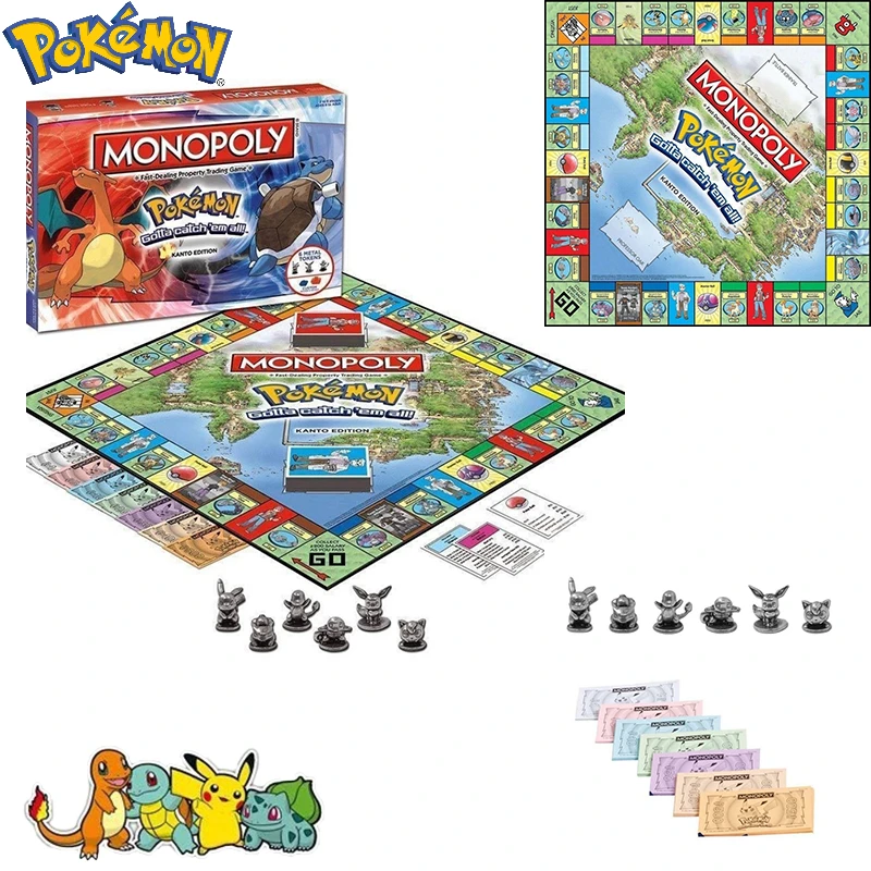 Kawaii Pikachu English Version Monopoly Real Estate for Adults and Children 2-6 People Party Birthday Game Kdis Toys Gifts