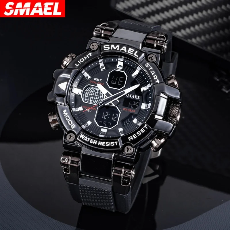 Smael Black Warrior Alloy Watch Men's Multi-Function Electronic Watch Hot Trendy Men's Watch