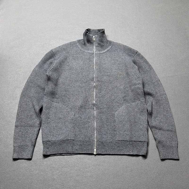 

Мужской зимний кардиган-свитер на молнии из смесовой шерсти с воротником-стойкой, в стиле ретро, удлиненный, верхняя одежда