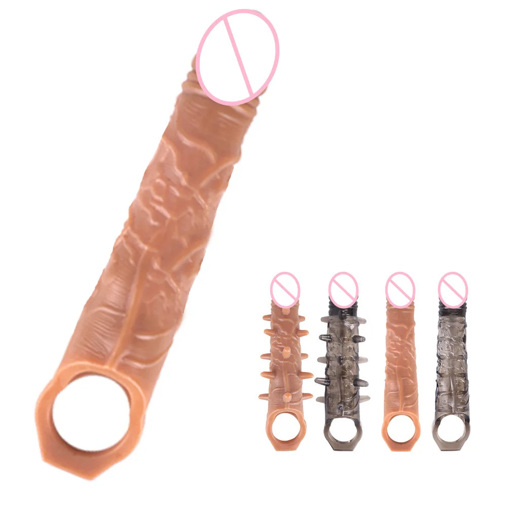 Large Simulated Wolf Tooth Cover for Men, Lengthened and Bold with Vibrating Penis Cover, Large Thorn Soft Rubber Sex Products