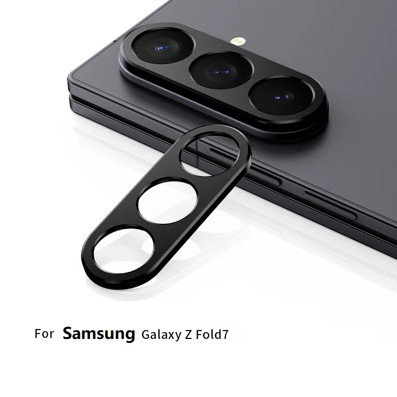 

for Samsung Galaxy Z Fold 7 Camera Bezel Cover Anti Scratch Black Metal Film Super Slim Hollow Lens Protector Cap Sticker
