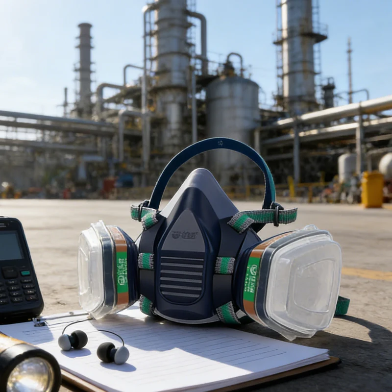 

Промышленный противогаз для защиты от химикатов, органических паров и пыли, полумаска, 1 шт.