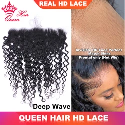 Real HD Deep Wave Curly Frontal Only 13x6 13x4 7x7 5x5 4x4 Closure Raw Human Hair Melt Skin Invisible Lace Queen Hair Official