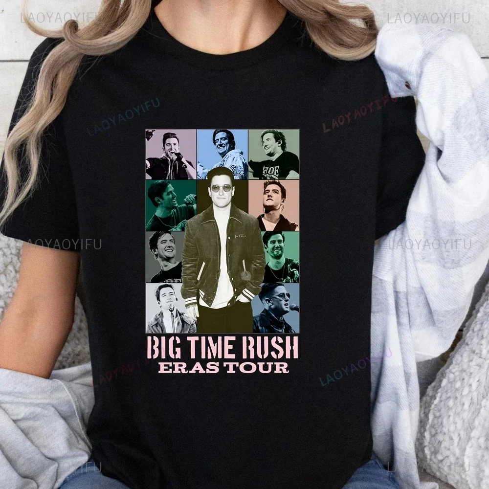 Stylish Casual BTR Band Printed T-shirt Top Big Time Rush Neutral Trend Harajuku Short Sleeve Unisex Shirt Pattern Large T-shirt