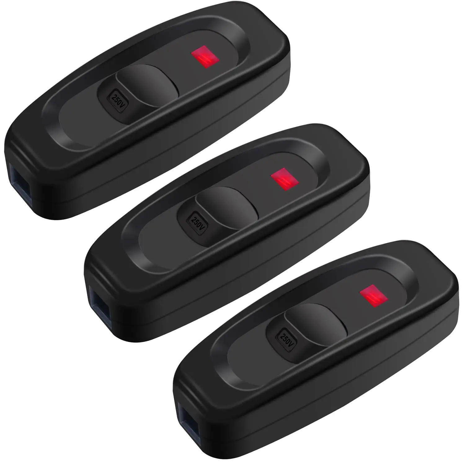 3Pcs On/Off Button Inline Cord Switch for Table Lamp Desk Light Bed Lamp 10A 250V, Black Appliance Switch