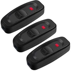 3Pcs On/Off Button Inline Cord Switch for Table Lamp Desk Light Bed Lamp 10A 250V, Black Appliance Switch