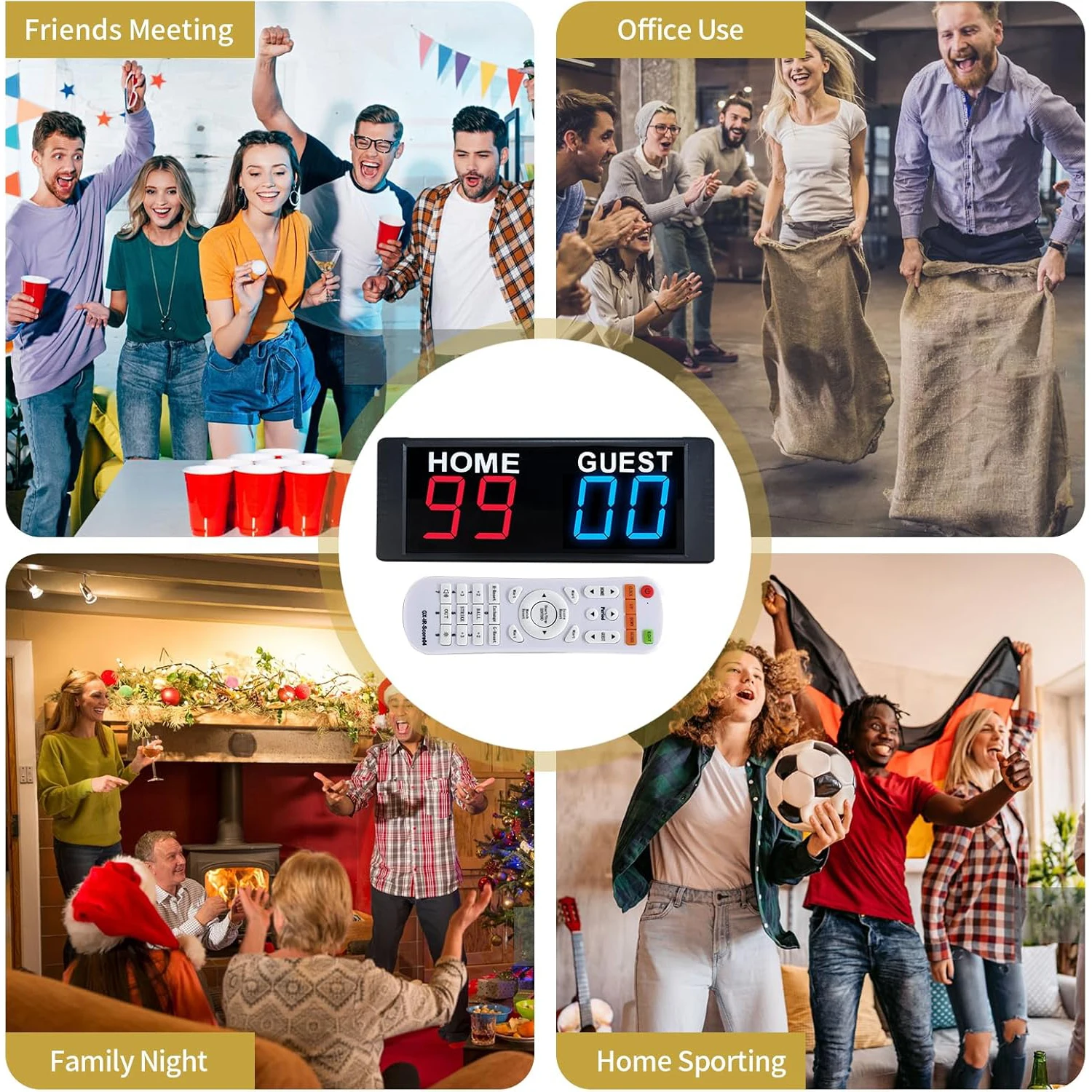 Portable LED Scoreboard w/ Remote, Tabletop Digital Score Keeper for Cornhole Basketball Ping Pong Baseball Tennis Volleyball - view 6