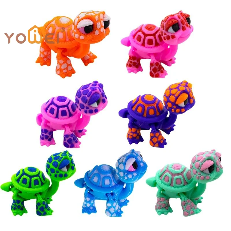 Latest Plastic 3D Printed Turtle Model Exquisite Cartoon Simulated Animal Model Movable Joints Desktop Decorations Holiday Gifts