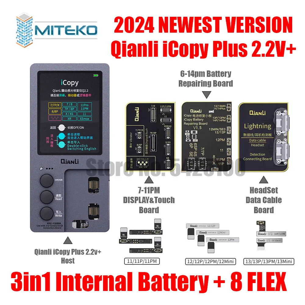 Qianli iCopy Plus 2.2v + with Battery Testing Board for 7 8 8P X XR XS XSMAX 11PM 12 LCD Vibrator Transfer EEPROM Programmer