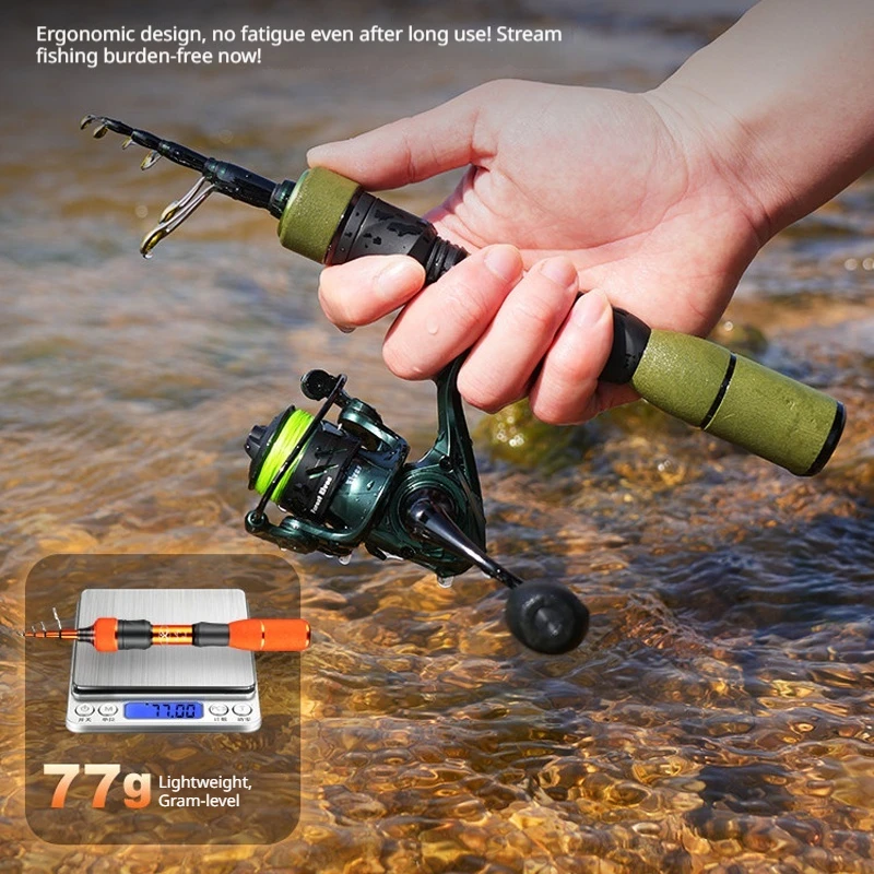 Cadence Spirit Mini Telescopic Micro Lure Rod Set Ultra‑Light Portable Short‑Section Fishing Rod for Stream Trout Angling