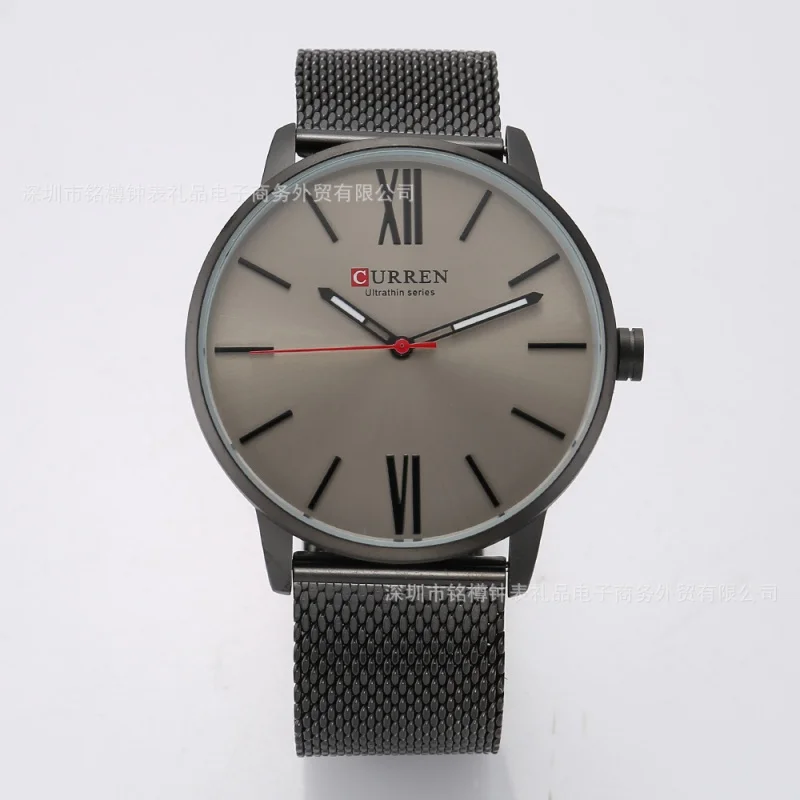 Curren 8238 ساعة رجالي حزام الفولاذ ساعة رجالية مقاوم للماء ساعة كوارتز رجال الأعمال