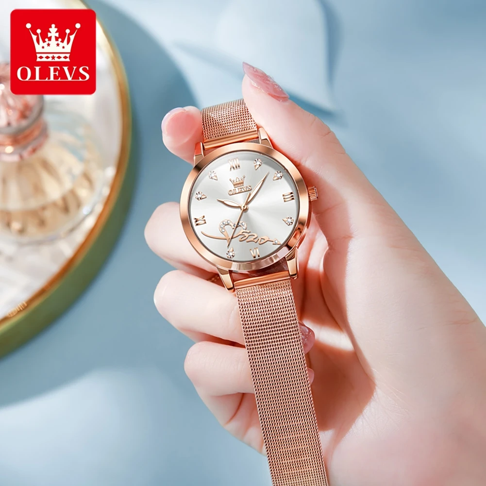 Imagem -03 - Olevs Relógio Quartz para Mulher Impermeável Luminoso Luxo Elegante Relógios Femininos Diamond Love Dial Relógio de Pulso Feminino 5530 Moda