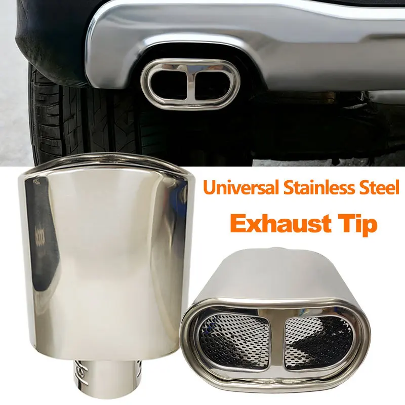 Universal Stainless Steel Square Flat Exhaust Tailpipe - Auto Modification Muffler Durable Anti-Rust Exhaust Pipe Accessory