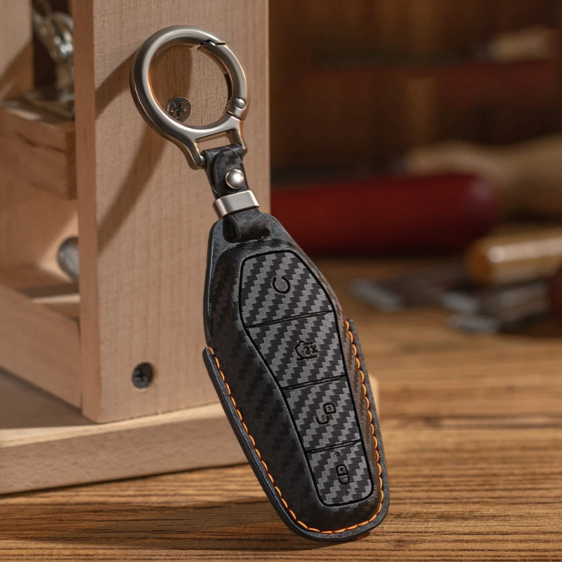 

Carbon fiber pattern Car Remote Key Cover Case Holder shell Fob For BYD ATTO 3 2 Song Pro Dolphin Shark 6 Seal U Sealion 7 EV