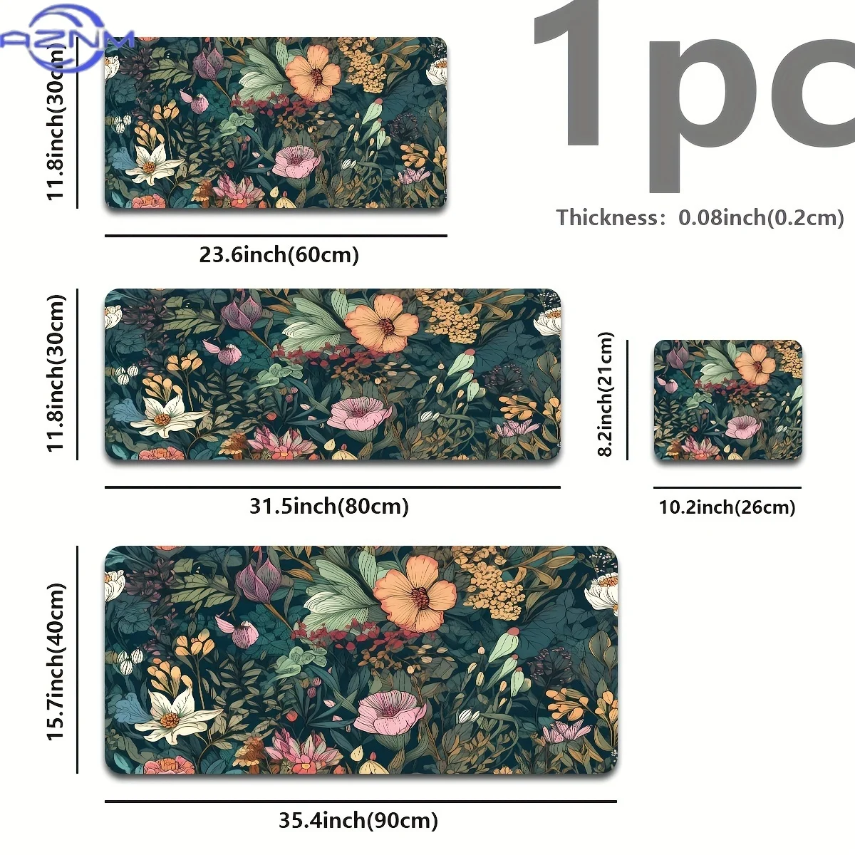Large Gaming Mouse Pad Beautiful Floral Design Non-slip Rubber Base Washable Durable Office Use with Precise Seam