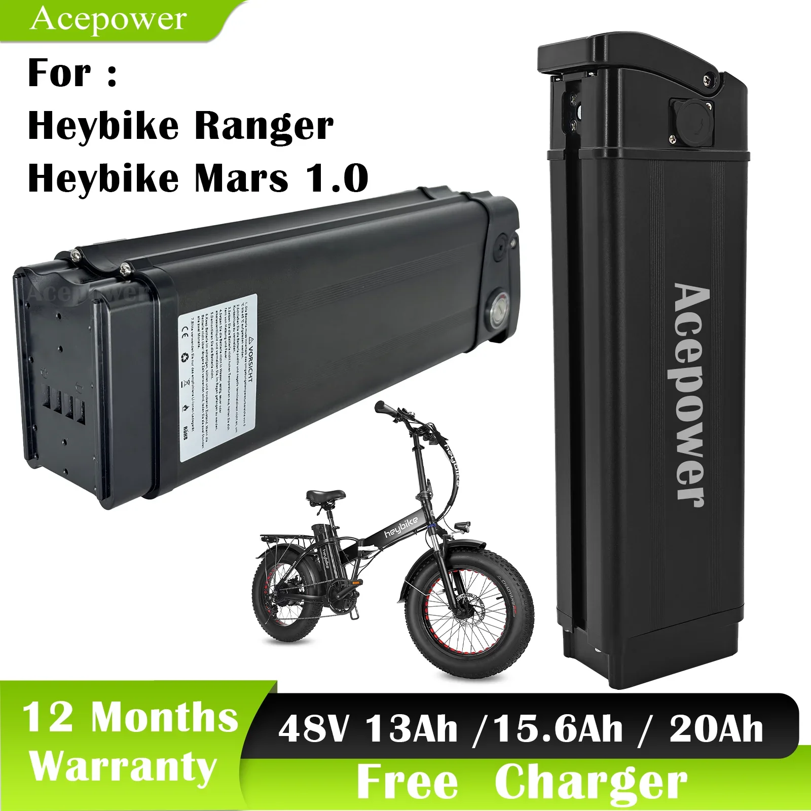 

For Heybike Ranger Heybike Mars 1.0 Ebike 48V 13Ah 20Ah Battery for Heybike Ranger 2022 Mars 1.0 Electric Bicycle Battery