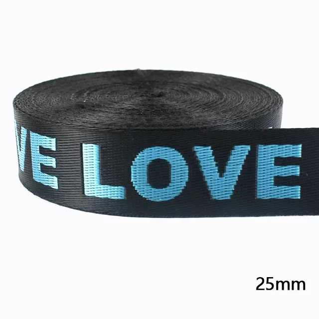 5Yards 25/38mm Liebesbrief Gurt bänder Nylon Jacquard Bänder für Taschen Riemen Handtasche Gürtel Schräg bindung DIY Näh zubehör