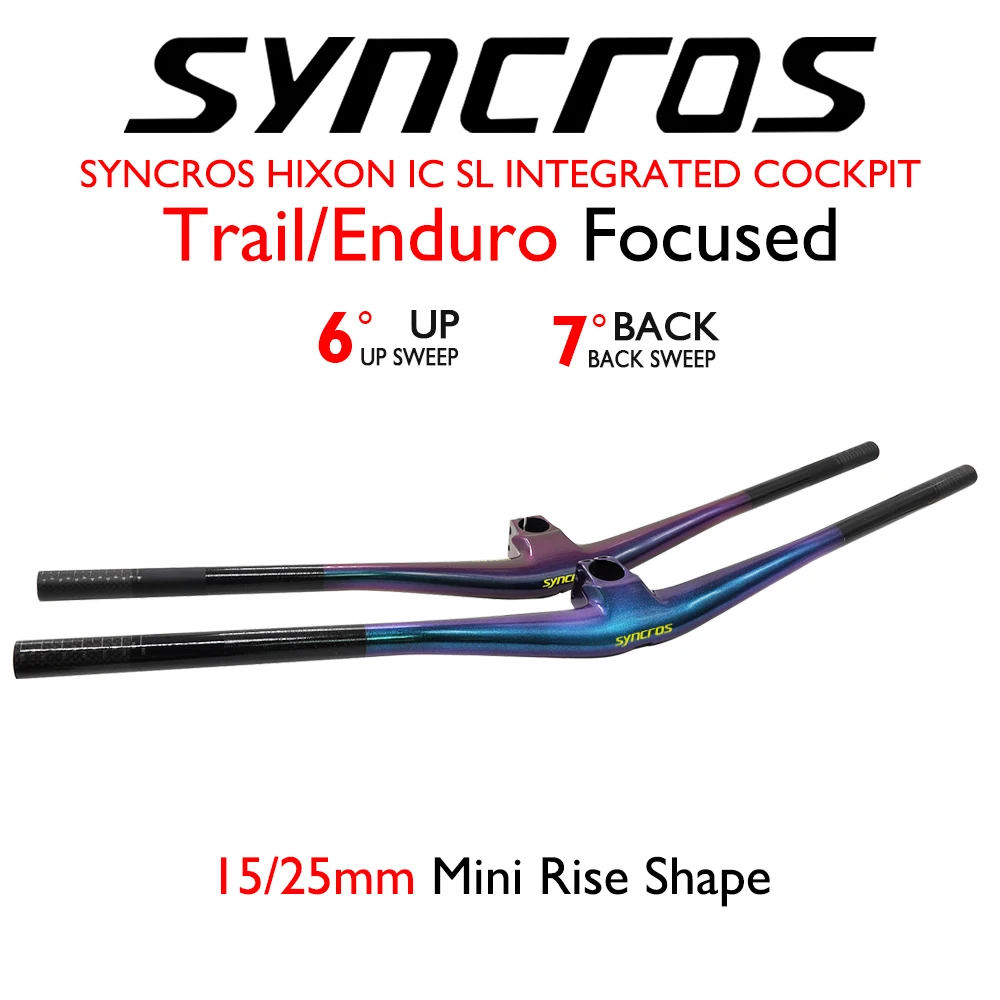 

[Hot sale] SYNCROS HIXON IC SL carbon fiber mountain bike integrated handlebar, Trail/Enduro focused, gradient color, 28.6mm