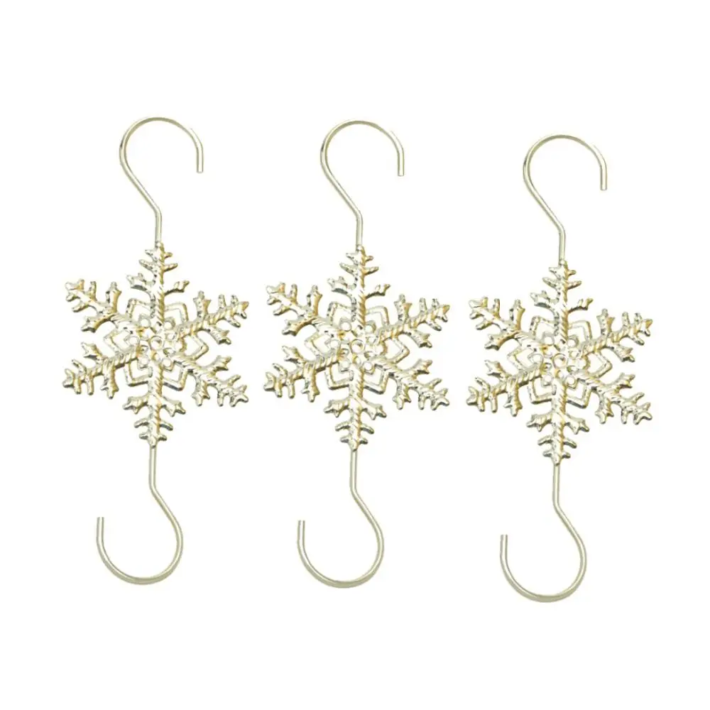 10pcs Decorative Christmas Snowflake Hooks Stainless Steel Snowflake Shape Xmas Tree Decoration Hook 68mm Gold/Silver