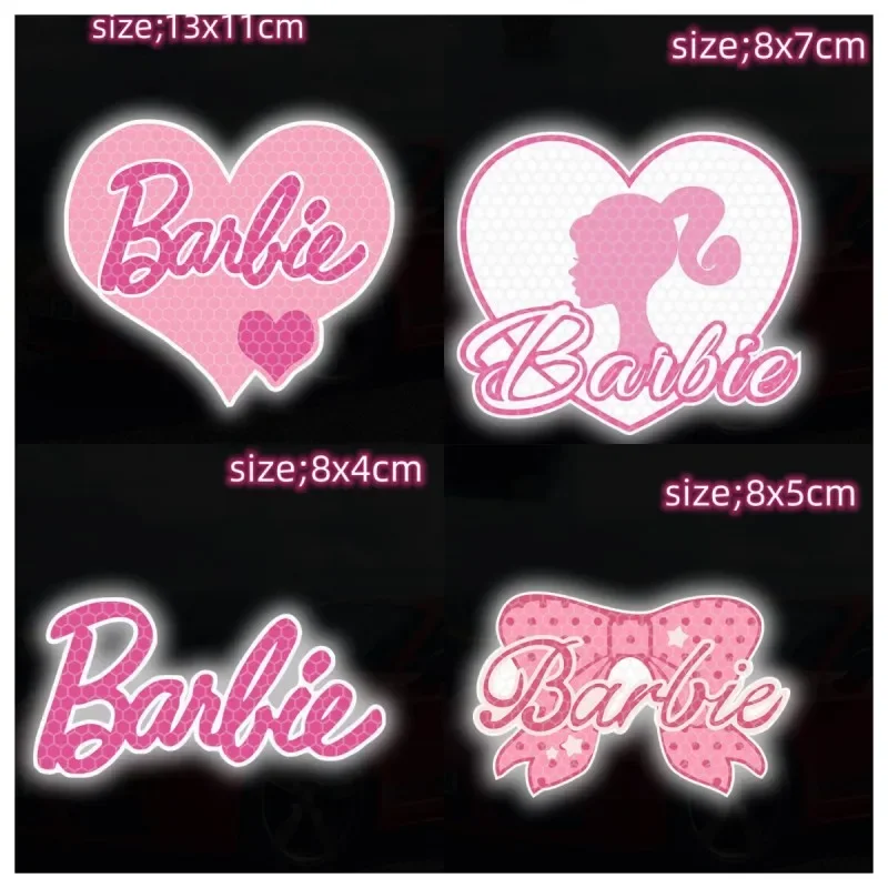 Cartoon Barbie Reflective At Night Stickers Cute Girl Car Water Proof Stickers Kawaii Bow Tie Electric Car Decoration Sticker