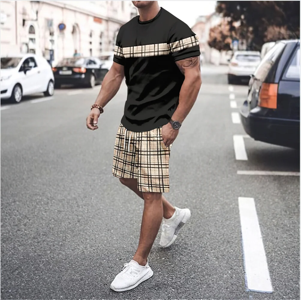 Sets Streetswear Male Tshirt Set Summer Beach Luxury 3D Printing Men Tracksuit Men\'s Oversized Clothing T-shirt Shorts Outfits