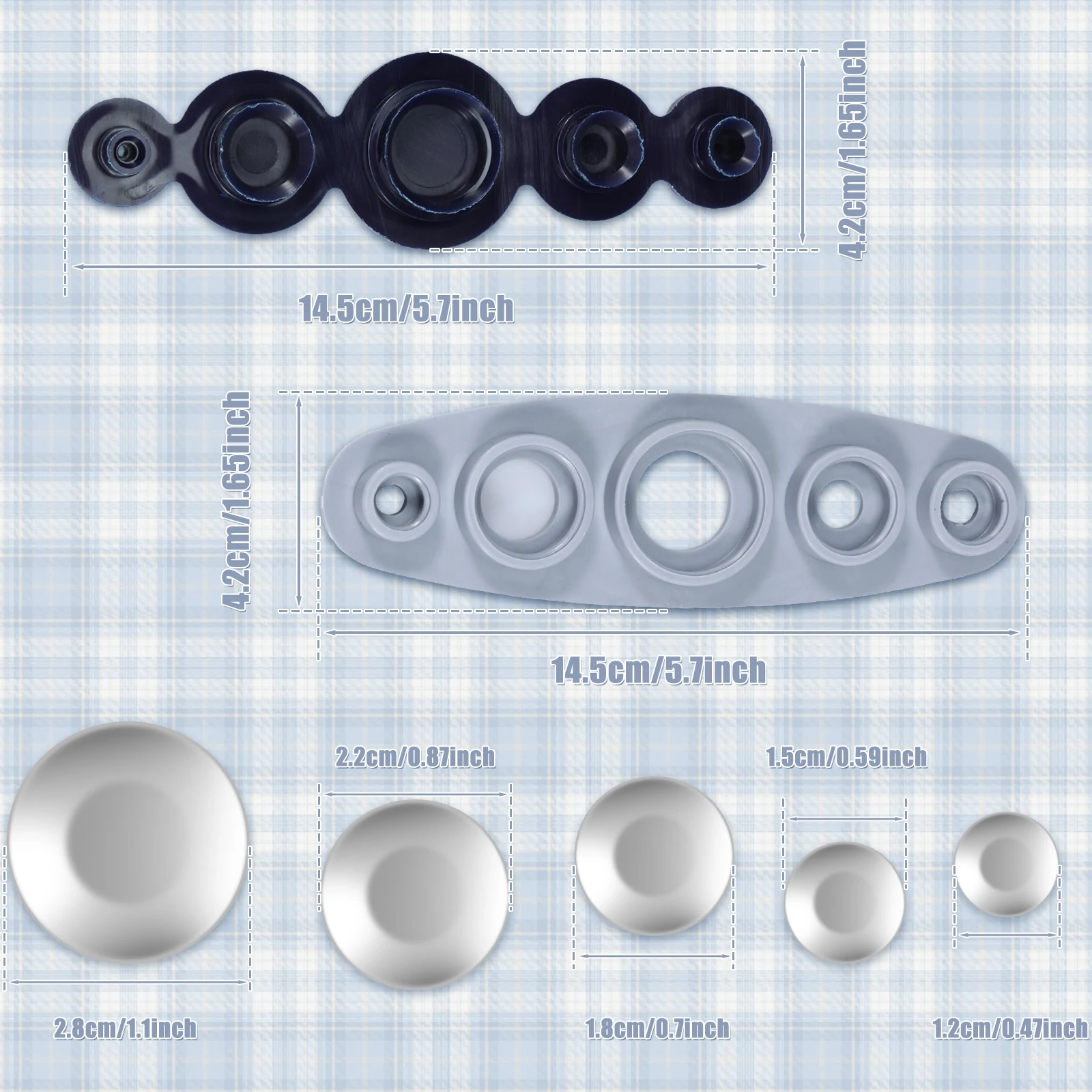 100Pcs Cover Button Kit 5Different Size Cover Buttons with 5in1 Button Tool Aluminum Alloy Button Craft Kit DIY Covered Buttons