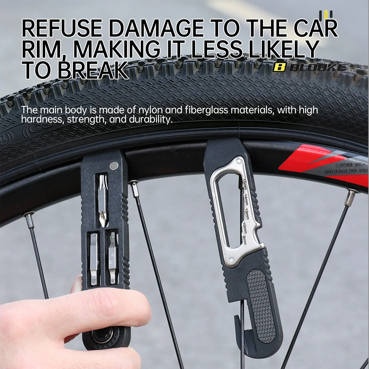 BLOOKE Multifunctional Bicycle Tire Lever & Ratchet Wrench Tool - Hex Key Repair Kit for MTB & Road Bikes