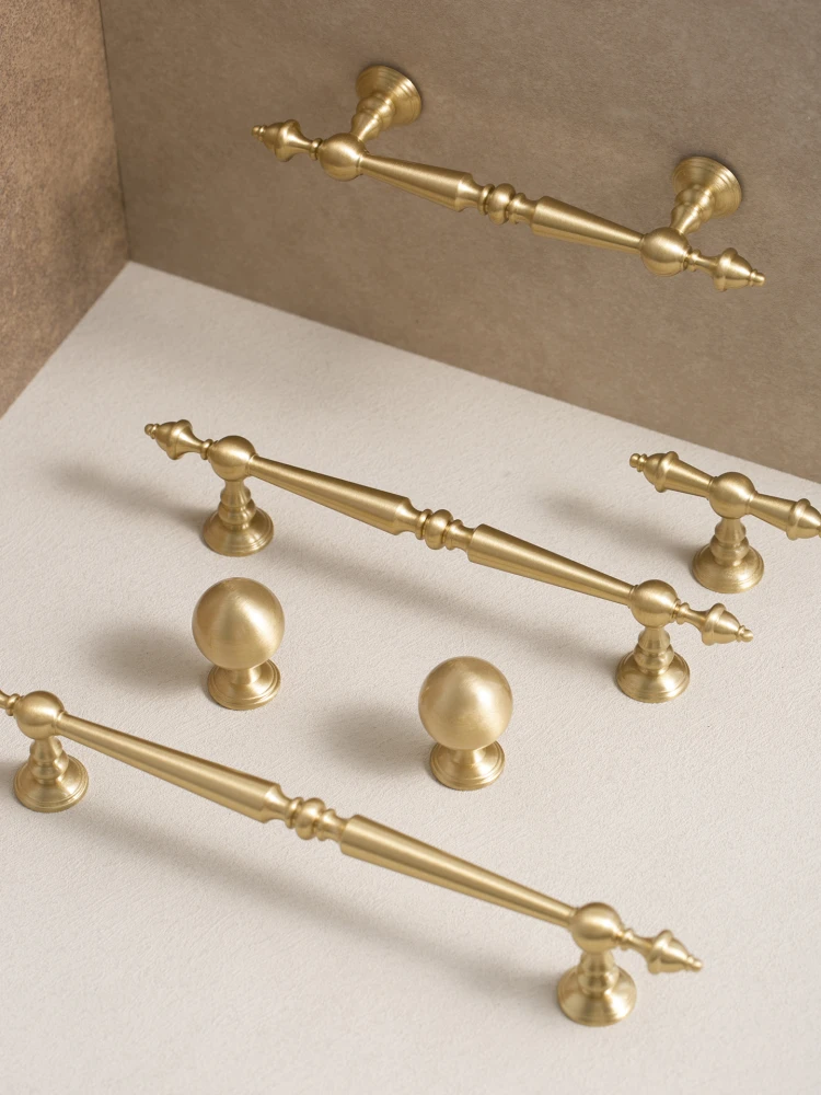 النحاس T بار مقبض كابينة الأثاث مقبض خزانة مقبض الأثاث الأجهزة مقبض الأثاث النحاسي المستدير #3