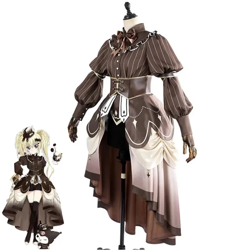 

COSda@Anime Shugo Chara Tsukiyomi Utau Cosplay Costume Brown Princess Dress Lolita Skirt Hat Wig Woman Kawaii Masked Ball SuitCO
