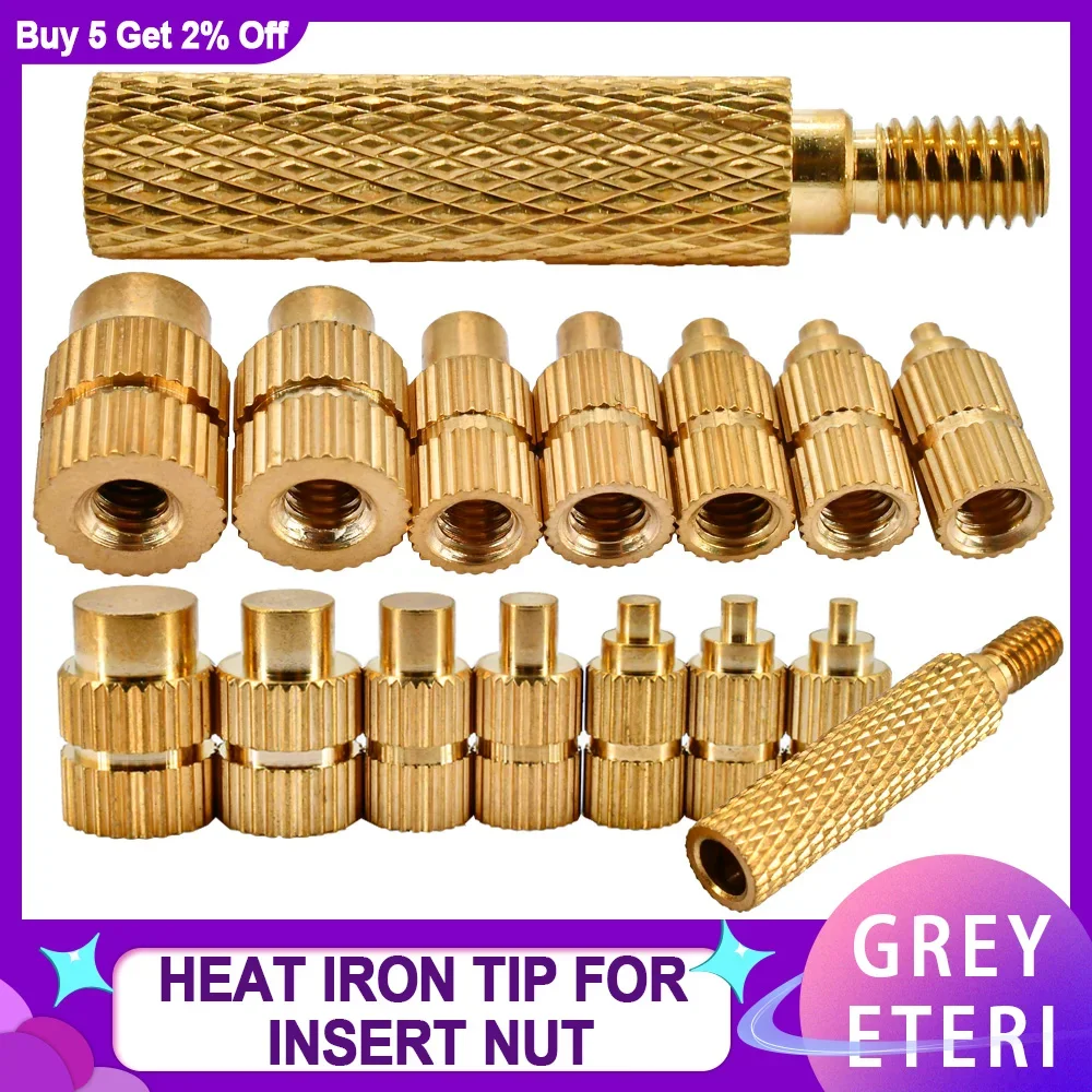 Heat Insert Nut Iron Tip Soldering Brass Thread Embedded Kit Heat Insertion Tool 3D Printer Accessories M2 M2.5 M3 M4 M5 M6 M8