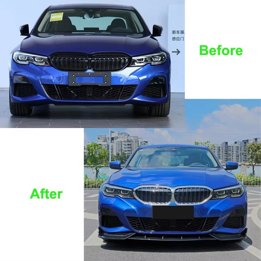 Przedni zderzak w stylu karbonowym Spoiler Splitter Dyfuzor Osłona Canards tuning Do BMW serii 3 G20 G21 G28 2019-2022 M Pack — zdjęcie 3