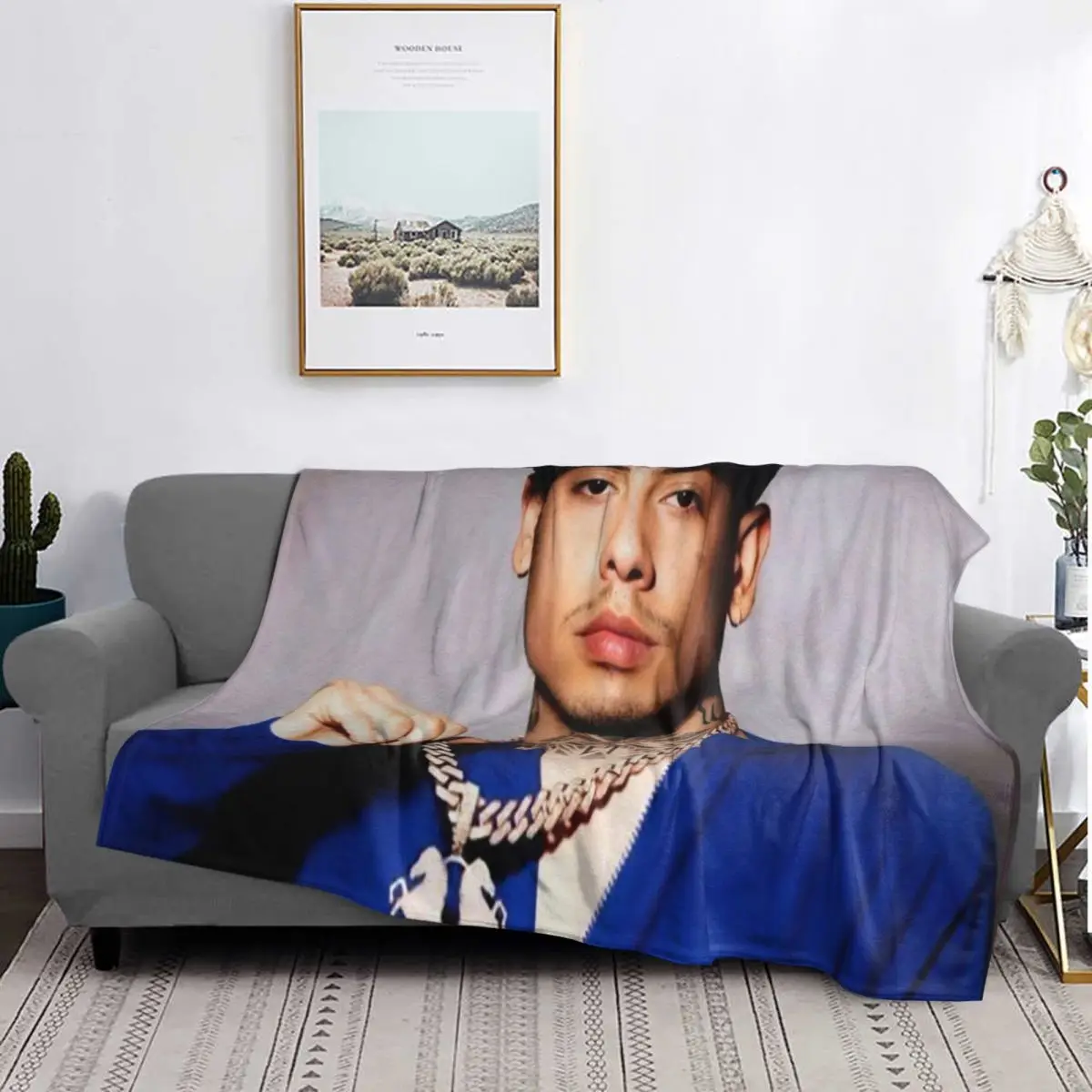 

N-Natanael Canos Blue Rapper Blanket Soft Warm Flannel Throw Blanket Cover for Bed Living room Picnic Travel Home Couch