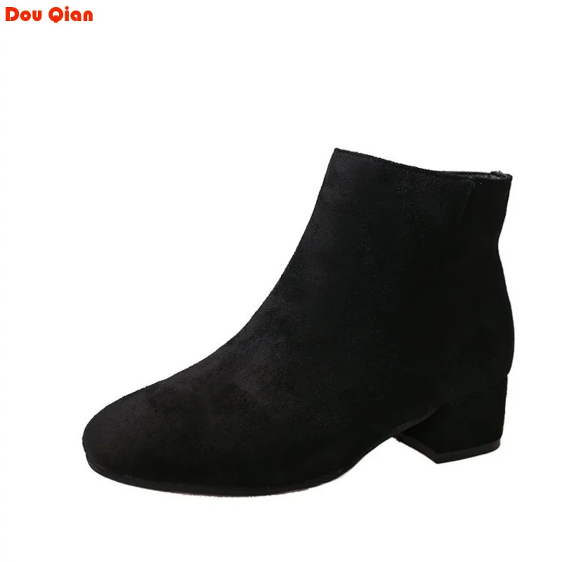 

Suede Thick Heel Martin Snow Women Boots Women 2024 Autumn Winter New Mid Heel Ankle Fashion Side Zipper Fashion Female Shoes