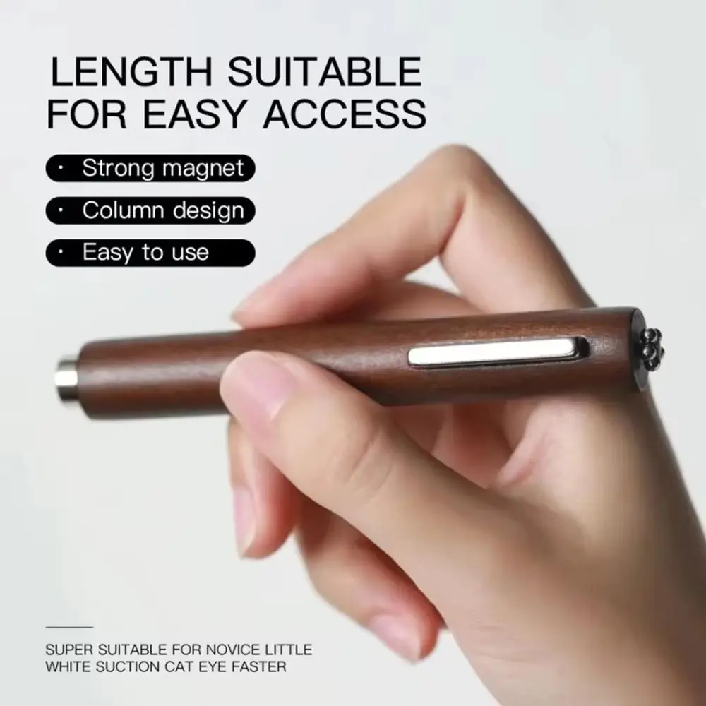 Wooden Handle 3 in 1 Cylindrical Nail Art Magnet Powerful Multifunctional Nail Art Magnet Pen Protable Nail Tools