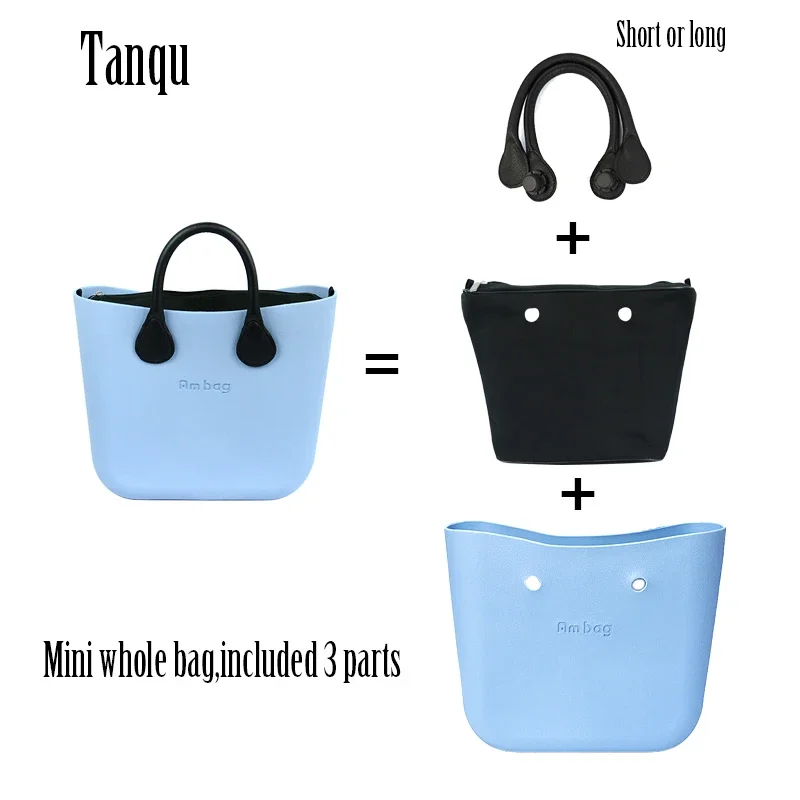 

New Ambag Obag O bag Style Mini EVA with Black Zip-Up Canvas Inner Colorful Long short Leather Handles Women DIY Totes Handbag