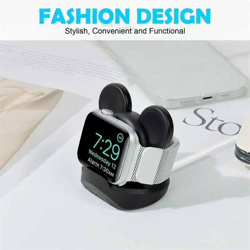 Silicone Charger Stand for Apple Watch Serie9  8 7 6 5 4 3 2 1 SE Ultra Applewatch Iwatch Station Dock Charging Desktop Holder