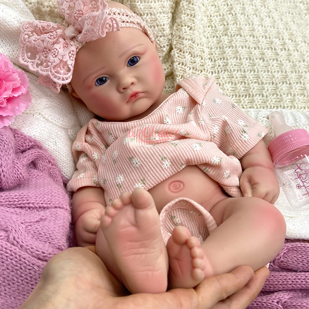 Bocca aperta 18 "fatta a mano in silicone rinato bambina ponderata 6 libbre paffuta 3D dipinta bambola appena nata per regali di compleanno per artisti spagnoli