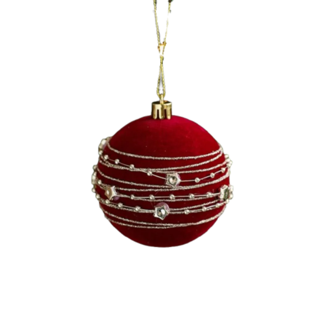 

8cm Velvet Christmas Ball Pendant Flocked Shatterproof Christmas Hanging Balls Set Glitter Reusable Xmas Tree Ornaments